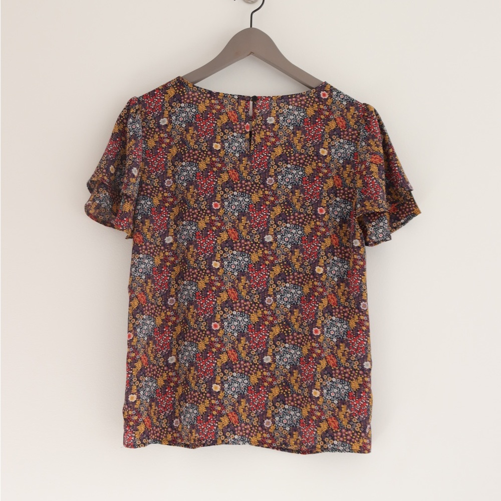 Ditsy floral ruffle sleeve blouse in warm autumn colors - Picture 3 of 8